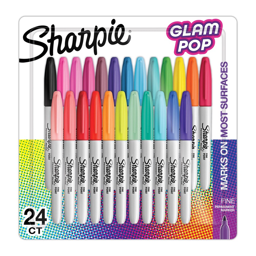 New Sharpie Glam Pop Permanent Markers, Fine Point 24 pack
